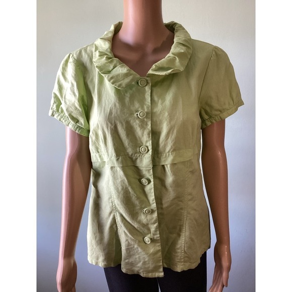 Vintage linen Peter Pan collar blouse - Picture 1 of 5